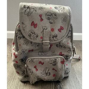 Disney Parks Gray Minnie Mouse Backpack Purse Bg Red Bows